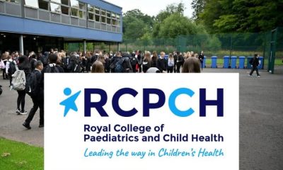 RCPCH logo over an image of children in a school playground