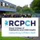 RCPCH logo over an image of children in a school playground