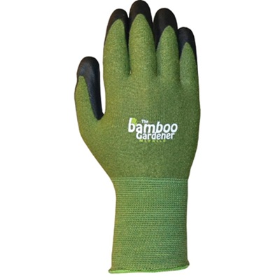 A green bamboo gardening glove