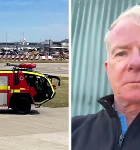 A Heathrow fire and rescue truck on a runway.