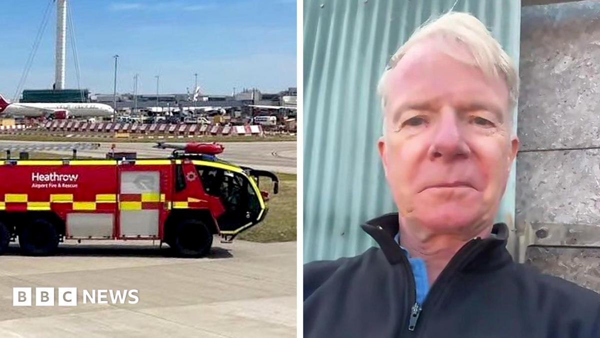 A Heathrow fire and rescue truck on a runway.
