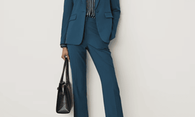 teal blue suit
