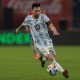 Argentina captain Lionel Messi scored a penalty and hit the woodwork with a freekick but was denied three times by fine saves from Chile goalkeeper Claudio Bravo