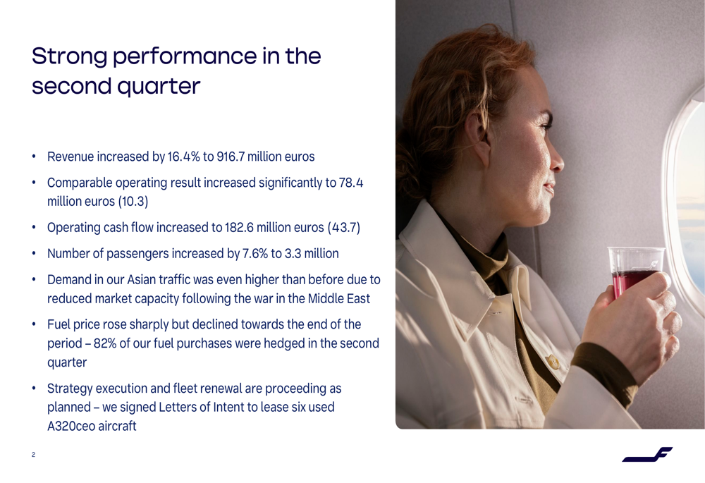 Finnair Q2 2026 slides: record profit on Asia demand surge