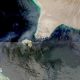 The Bab al-Mandab Strait in an aerial image.