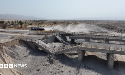 Images shared on Friday showed a damaged bridge in Iran's southern Hormozgan province.