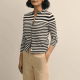 black and white striped sweater with variegated stripes