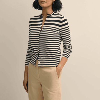 black and white striped sweater with variegated stripes