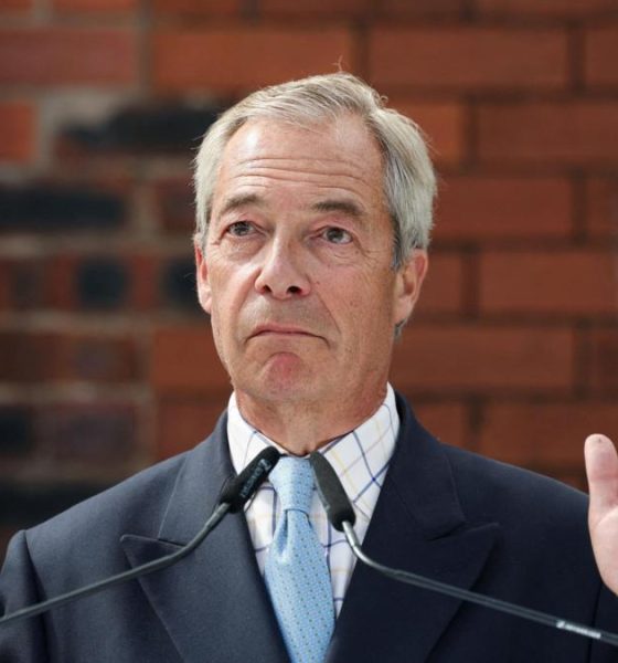 Reform UK leader Nigel Farage during an appearance on LBC's Nick Ferrari at Breakfast show, at the Global Studios in London on 24 September, 2025. He wears a dark jacket, blue tie with light blue dots and a white shirt with light blue checks.