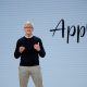 CEO Tim Cook speaking onstage at Apple's "Field Trip" event in Chicago, Illinois on March 27, 2018.
