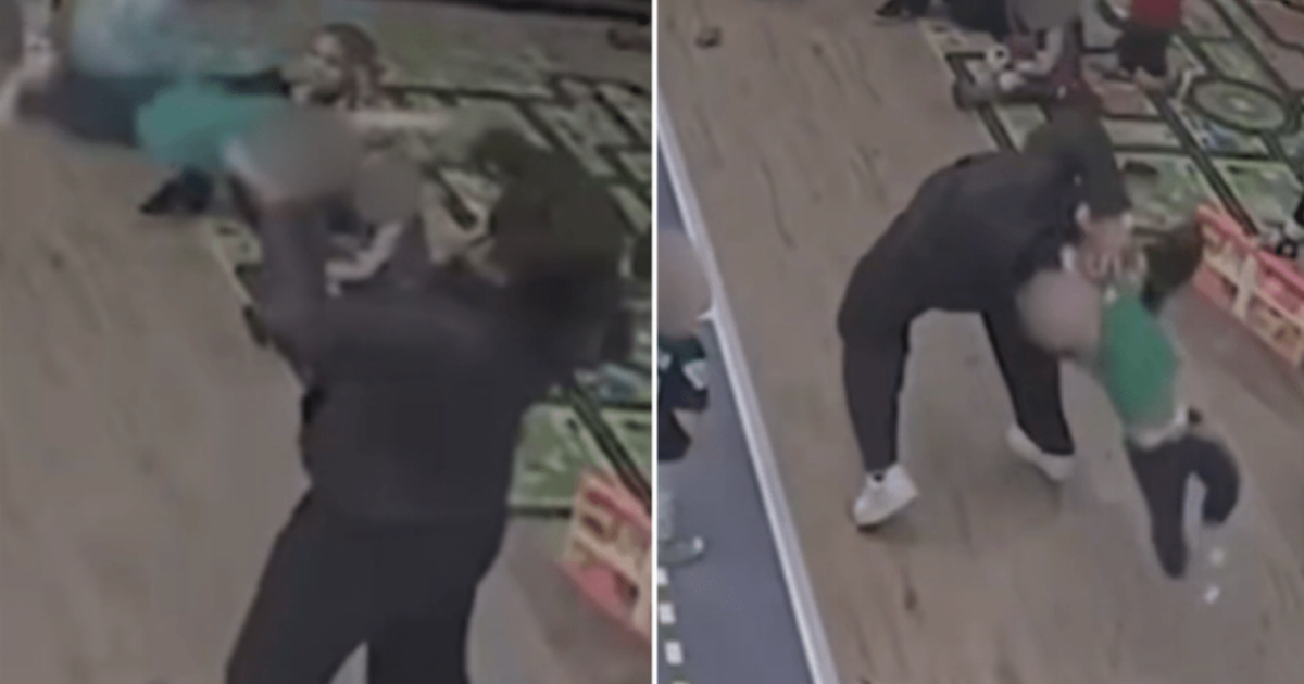 Moment daycare worker tosses toddler into the air and 'drops him over her head' | News US