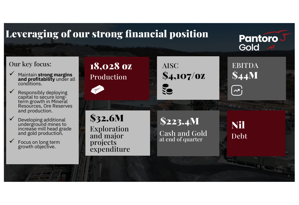 Pantoro June Q4 2026 slides: production rises, costs elevated