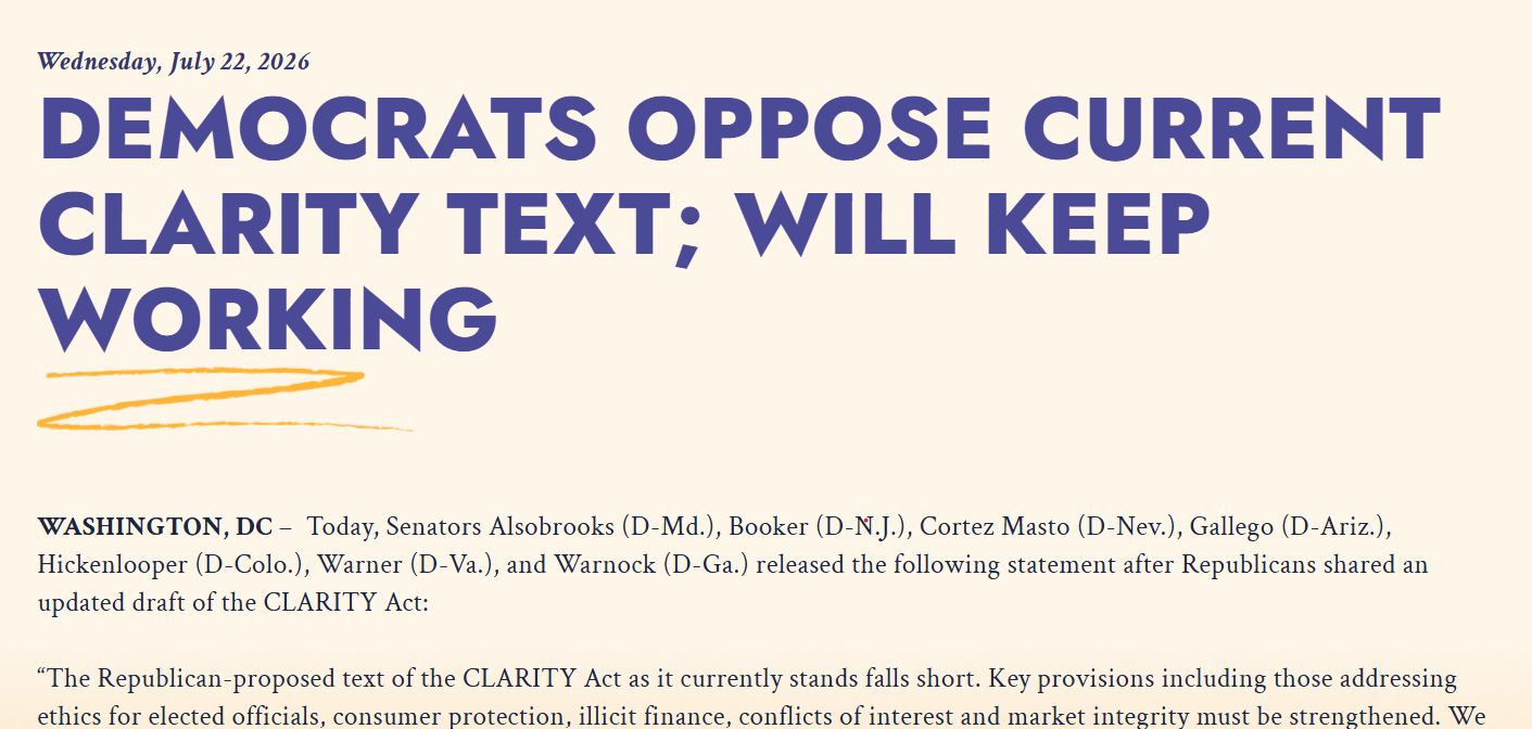 Why the CLARITY Act’s Ethics Fight Could Derail the Market Structure Bill
