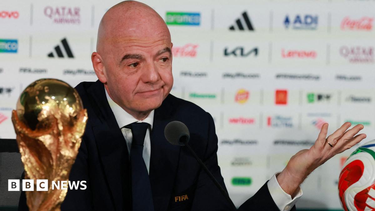 Fifa President Gianni Infantino speaking at a press conference