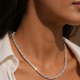 woman wears very blingy necklace
