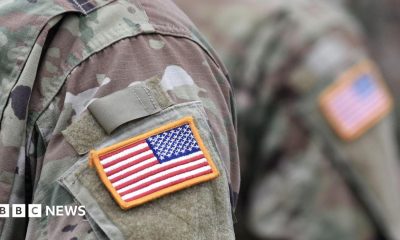 A USA patch flag on the US military uniform