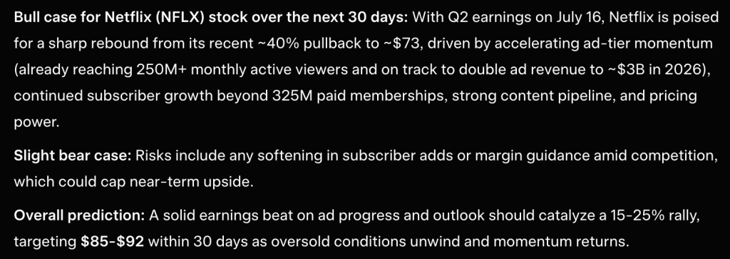 Elon Musk Grok AI Predicts Incredible Netflix Stock Price by Next 30 Days