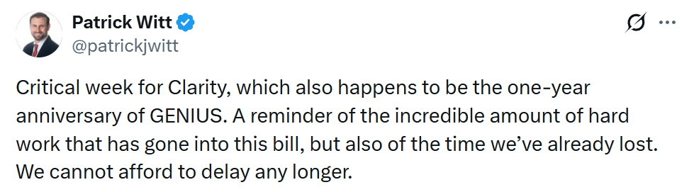 White House Crypto Adviser To Take Leave of Absence as CLARITY Act deadline looms