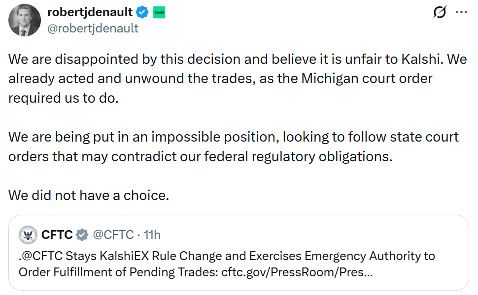 Kalshi says CFTC, Michigan orders leave it in ‘impossible position’
