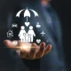 Insurance company clients take out the complete insurance concept. Assurance, insurance, car, real estate and property, travel, finances, health, family, life, accident, and logistics insurance
