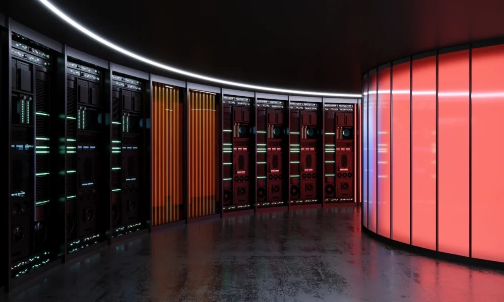 Concept interior of a AI data center or server