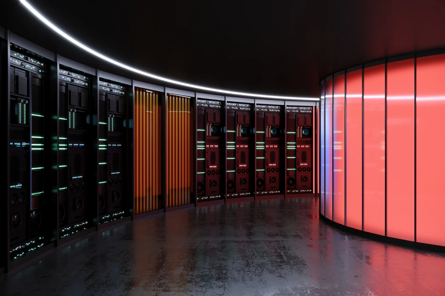 Concept interior of a AI data center or server