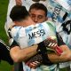 Lionel Messi celebrates with goalkeeeper Emiliano Martinez whose three penalty shoot-out saves sent Argentina into the Copa America final