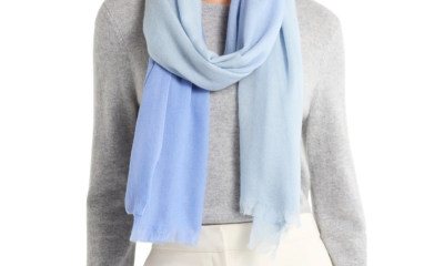 light blue scarf