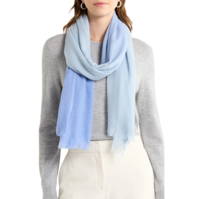 light blue scarf