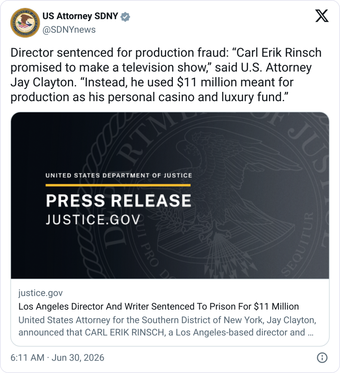Director Gets 30 Months For Using Netflix Funds on Crypto