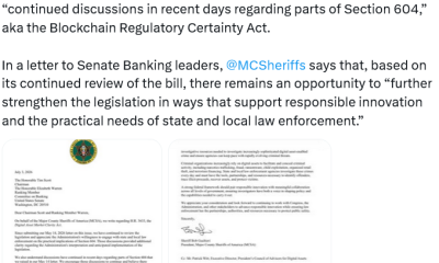 US Law Enforcement Groups No Longer Opposes CLARITY Act