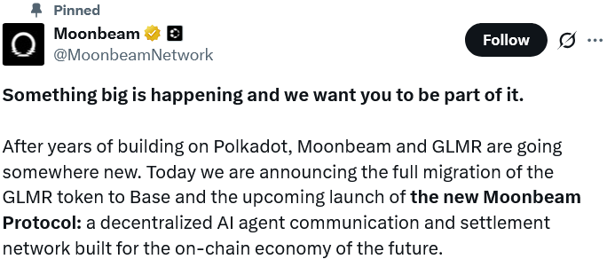Moonbeam Pivots From Polkadot to Base to Build AI Agents