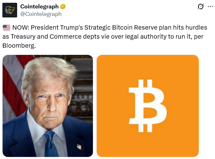 Trump’s Bitcoin Reserve Stalled By Interagency Clash: Report