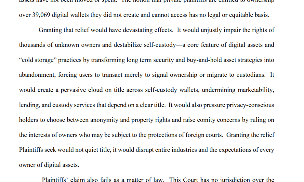 Digital Chamber Backs Dismissal of NY Lawsuit on 39,069 Dormant Bitcoin Wallets