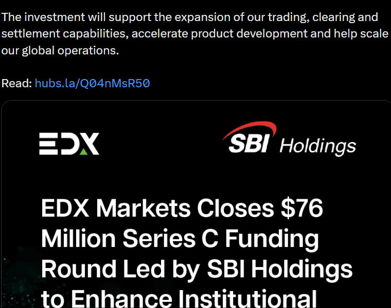 Institutional Crypto Exchange EDX Lands $76M From SBI Holdings