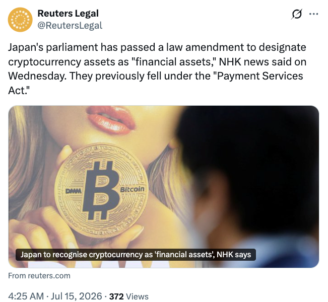 Japan Brings Crypto Under Financial Market Rules