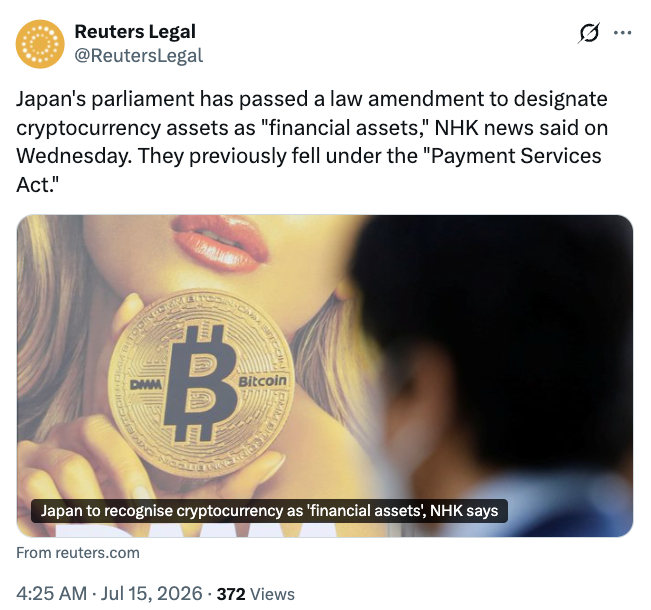 Japan Brings Crypto Under Financial Market Rules