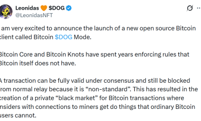 Ordinals Advocate Proposes New Bitcoin Client: ‘$DOG Mode’