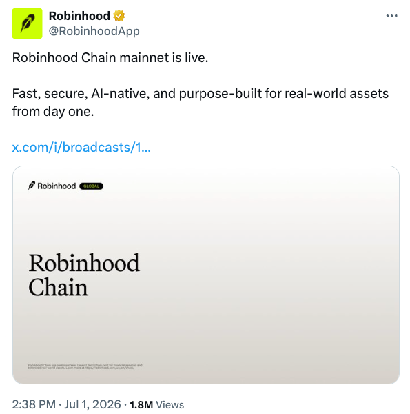 Arcus Launches Tokenized Stocks on Robinhood Chain