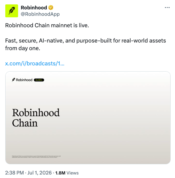 Arcus Launches Tokenized Stocks on Robinhood Chain
