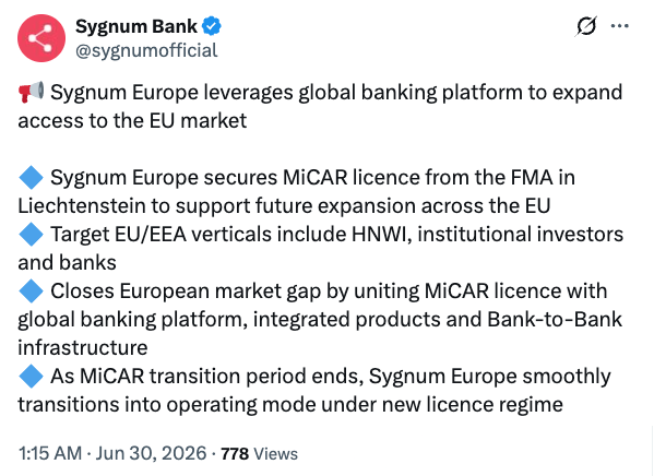 BancaStato Launches Bitcoin Trading With Sygnum