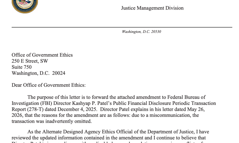 FBI Director Discloses Strategy Holdings Months After Deadline: Report