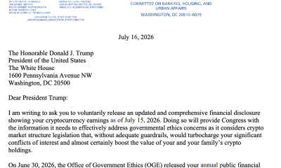 Senator Warren Requests 2026 Reporting for Trump’s Crypto Earnings after $1.4B Disclosure