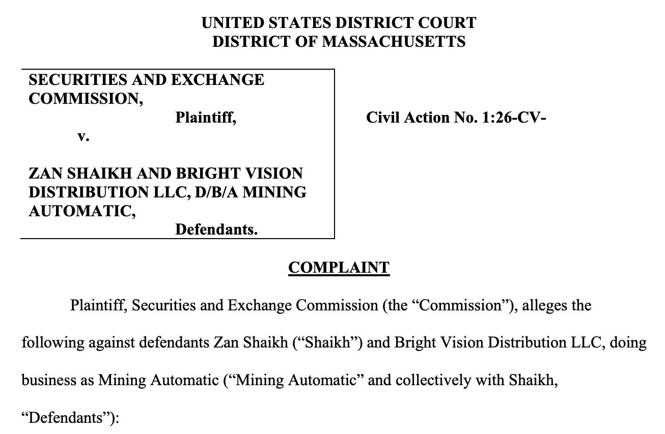 SEC Targets Mining Automatic in Alleged $22M Fraud Case