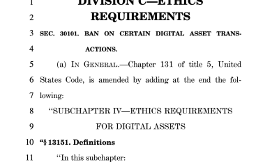 US Federal Officials Barred Until 2029 from Issuing or Sponsoring Tokens under CLARITY’s Proposed Ethics Rules