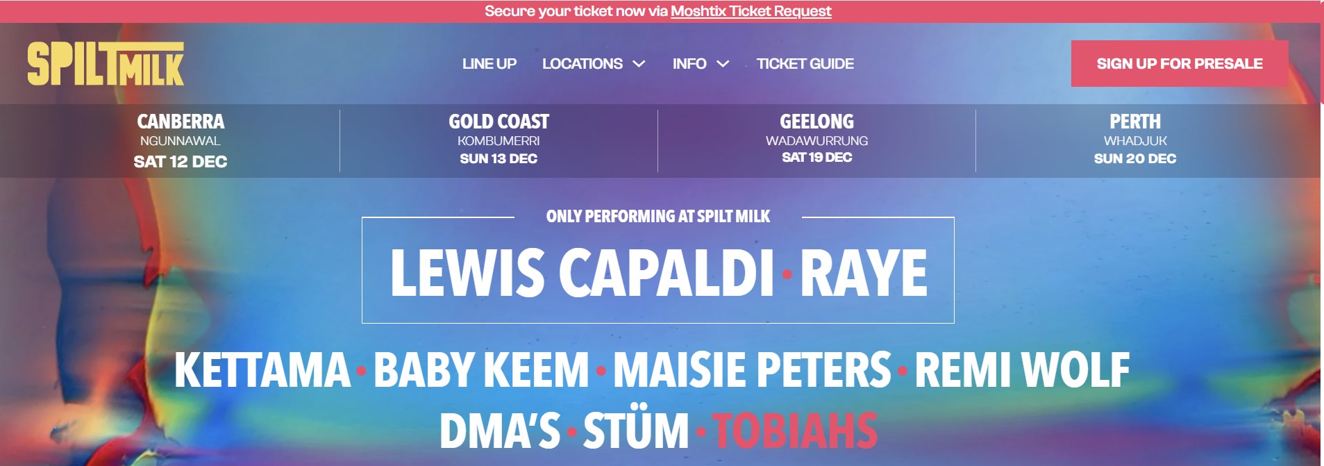 Spilt Milk Festival Reveals 2026 Lineup Headlined by Lewis Capaldi