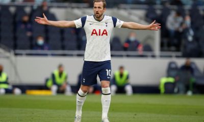 England forward Harry Kane celebrates against Denmark at Wembley