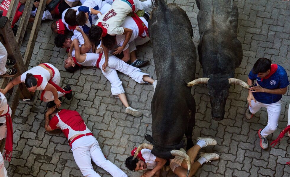Bull gores runner in the face at Spain's San Fermin bull run festival