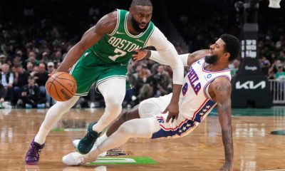 Jaylen Brown getting traded by Celtics to 76ers for Paul George, draft picks