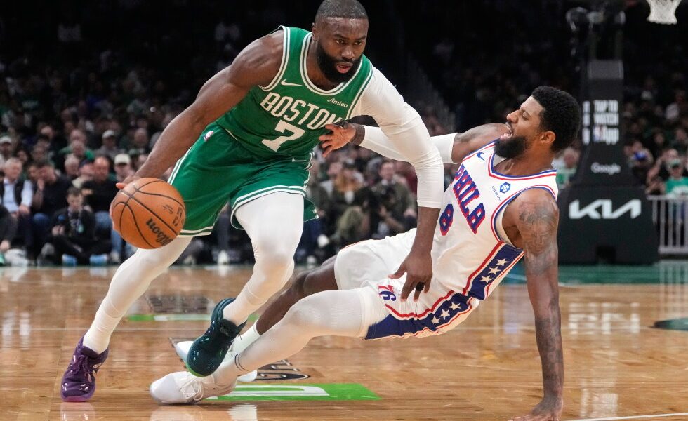 Jaylen Brown getting traded by Celtics to 76ers for Paul George, draft picks